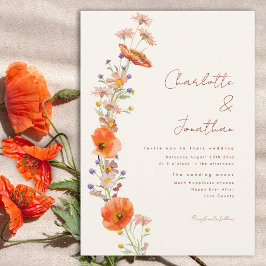 Boho Wilde Bloemen Herfst Bruiloft Kaart