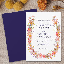 Boho Wilde Bloemen Herfst Bruiloft Kaart