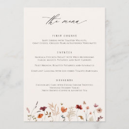 Boho Wilde Bloemen Herfst Bruiloft Menu