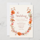 Boho Wilde Bloemen Herfst Bruiloft QR Code Kaart (Voorkant)