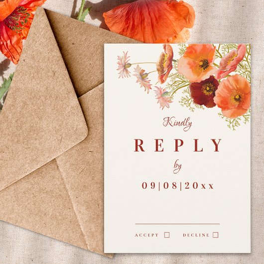 Boho Wilde Bloemen Herfst Bruiloft Reactie RSVP Kaartje