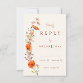 Boho Wilde Bloemen Herfst Bruiloft RSVP Kaartje (Voorkant)