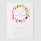 Boho Wilde Bloemen Herfst Krans Bruiloft Vellum Uitnodigingen (Voorkant)