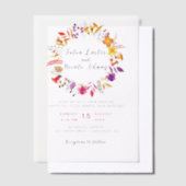 Boho Wilde Bloemen Herfst Krans Bruiloft Vellum Uitnodigingen (Offset)