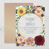 Boho Wilde Bloemen Herfst Trouw Uitnodiging (Voorkant / Achterkant)