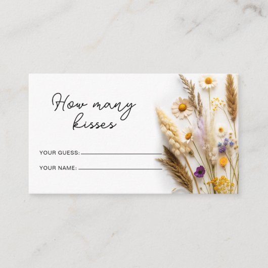 Boho wilde bloemen hoeveel kussen bruids spel informatiekaartje (Voorkant)
