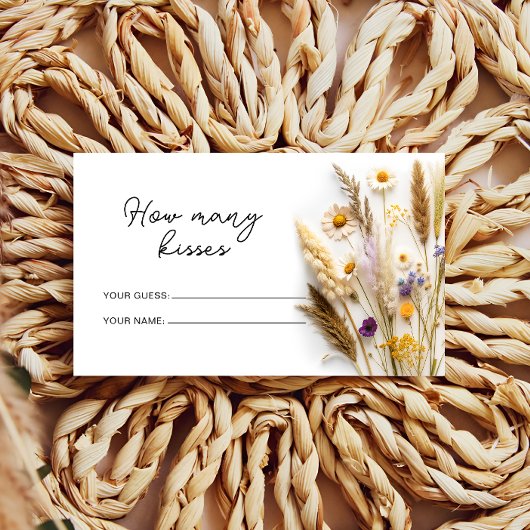 Boho wilde bloemen hoeveel kussen bruids spel informatiekaartje