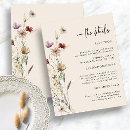 Boho Wilde Bloemen Huwelijks Bijlagekaart Informatiekaartje