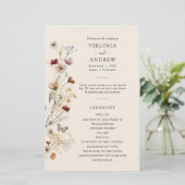 Boho Wilde Bloemen Huwelijksprogramma (Staand voorkant)