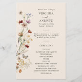 Boho Wilde Bloemen Huwelijksprogramma (Voorkant)