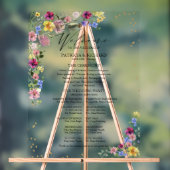 Boho Wilde Bloemen Huwelijksprogramma Acryl Bord (Neutraal)
