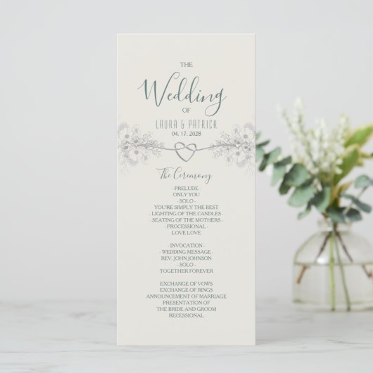 Boho Wilde Bloemen Huwelijksprogramma Programmakaart (Staand voorkant)