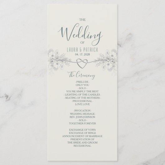Boho Wilde Bloemen Huwelijksprogramma Programmakaart (Voorkant)