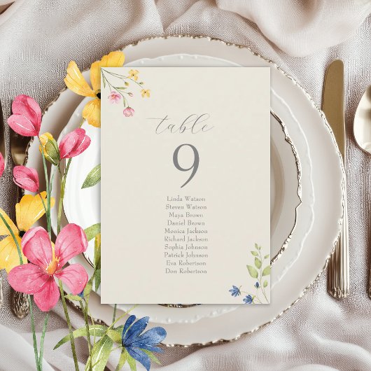 Boho Wilde Bloemen Huwelijkszitplaatskaart