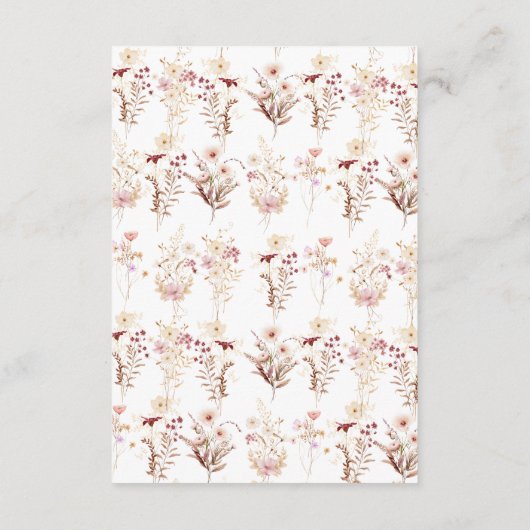 Boho wilde bloemen informatiekaartje (Achterkant)