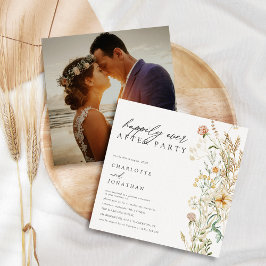 Boho Wilde Bloemen Minimal Elopement Bruiloft Kaart