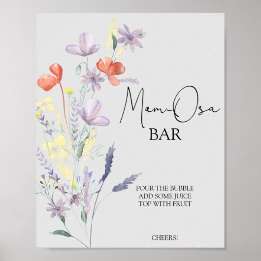 Boho Wilde Bloemen Moeder-osa Bar Poster (Voorkant)