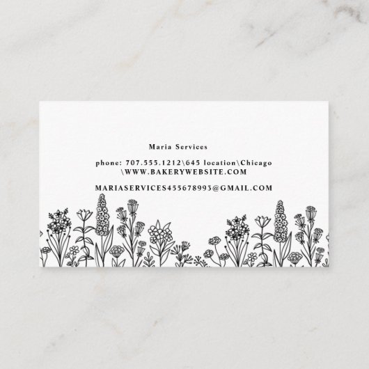 Boho wilde bloemen natuur botanische lente visitekaartje (Achterkant)