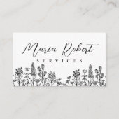 Boho wilde bloemen natuur botanische lente visitekaartje (Voorkant)