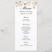 Boho Wilde Bloemen Neutrale Kleuren Trouwen Menu (Voorkant)
