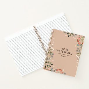 Boho-wilde bloemen - Neutrale palet - Uw naam Notitieboek