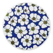 Boho wilde bloemen op blauw  keramische knop (Voorkant)