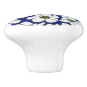 Boho wilde bloemen op blauw  keramische knop (Zijkant)