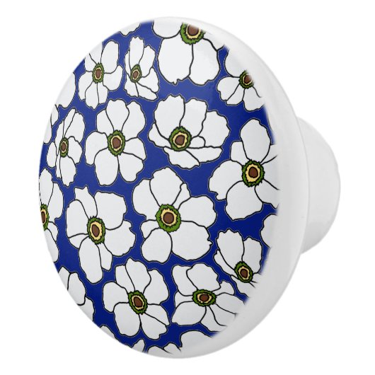 Boho wilde bloemen op blauw  keramische knop (Rechts)
