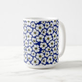 Boho Wilde Bloemen Op Blauw Koffiemok (Voorkant rechts)