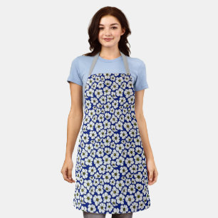 Boho Wilde Bloemen Op Blauwe Schort