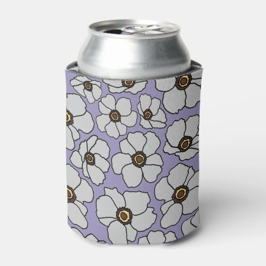 Boho wilde bloemen op lavendel blikjeskoeler (Blikje Voorkant)