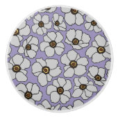 Boho wilde bloemen op lavendel keramische knop (Voorkant)