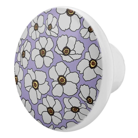 Boho wilde bloemen op lavendel keramische knop (Rechts)