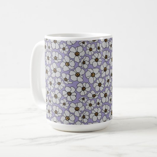 Boho Wilde Bloemen Op Lavendel Koffiemok (Voorkant links)