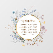 Boho wilde bloemen openingstijden venster cling raamsticker (Vel)