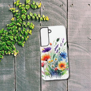 Boho wilde bloemen paarse blauwe gele oranje bloem samsung galaxy hoesje