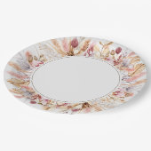 Boho Wilde Bloemen Pampas Gras Bruiloft Papieren Bordje (Gekanteld)