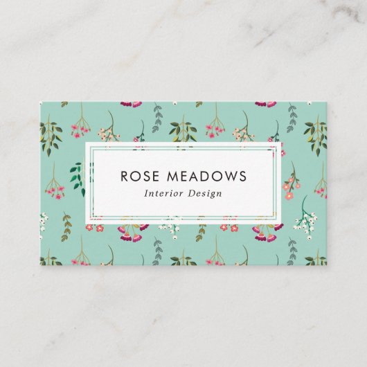 Boho Wilde Bloemen Patroon Visitekaartje (Voorkant)