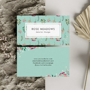 Boho Wilde Bloemen Patroon Visitekaartje