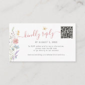 Boho wilde bloemen QR code online RSVP bruiloft Informatiekaartje (Voorkant)