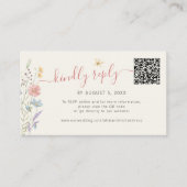 Boho wilde bloemen QR code online RSVP bruiloft Informatiekaartje (Voorkant)
