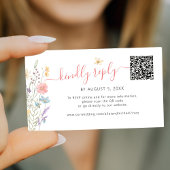 Boho wilde bloemen QR code online RSVP bruiloft Informatiekaartje