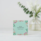 Boho Wilde Bloemen - Robins Eiblauw Vierkante Visitekaartje (Staand voorkant)
