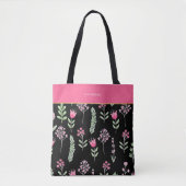 Boho Wilde Bloemen Roze Meisjesachtig Trendy Tote Bag (Voorkant)
