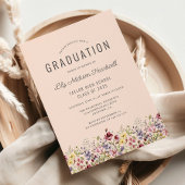 Boho Wilde Bloemen Roze Verloop Afstudeerfeest Kaart