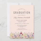 Boho Wilde Bloemen Roze Verloop Afstudeerfeest Kaart (Voorkant)
