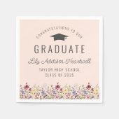 Boho Wilde Bloemen Roze Verloop Gradiënt Afstudeer Servet (Voorkant)