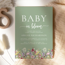 Boho Wilde Bloemen Salie Groene Baby Shower