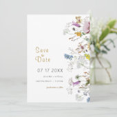 Boho Wilde Bloemen SAVE the DATE Uitnodiging (Staand voorkant)