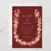 Boho Wilde Bloemen Terracotta Herfst Bruiloft Kaart (Voorkant)